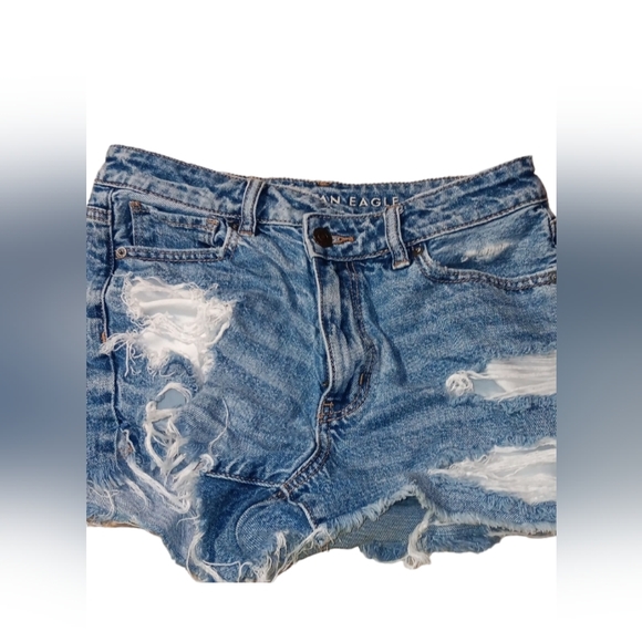 A7-American Eagle Super Stretch “Shortie” Dark Wash Shorts size 4 - Picture 1 of 5